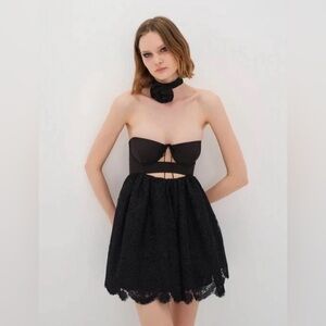 For Love And Lemons Black Strapless Regina Mini Dress